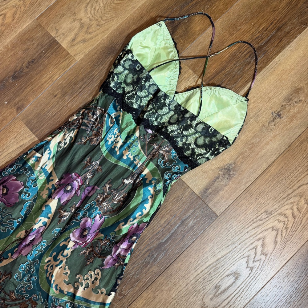 Vintage 90’s Y2K Silk Dress Vintage Floral Vintage Lace Dress Vintage Silk Dress - Picture 11 of 14